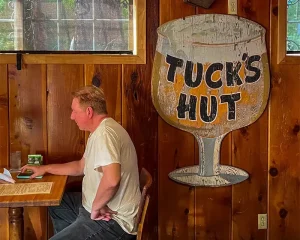 Customer sitting at table. Picture was taken By LA Times for Review of The Willo